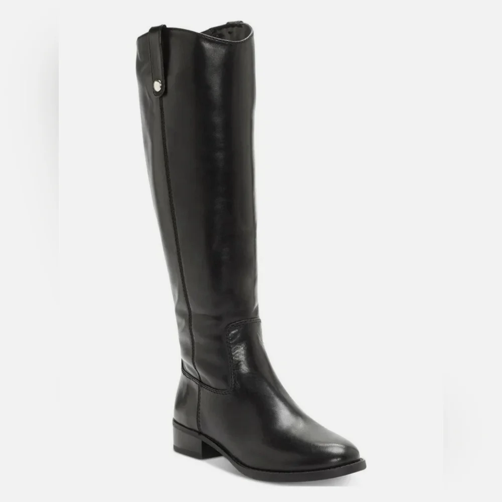 INC‎ Womens Fawne Black Leather Knee-High Boots Size 5